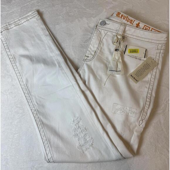 Rock Revival Denim - Rock Revival Jeans Women’s Skinny White Denim Arjean Distressed Size 32x33 NWT